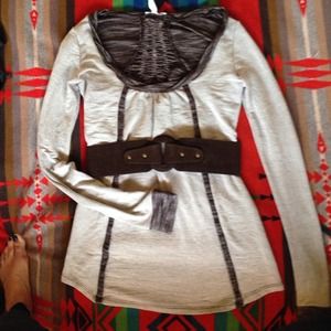 Sweater top with waist belt