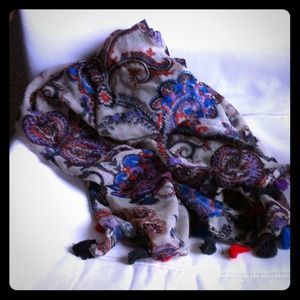 SALE! Michael Stars tasseled wool paisley scarf