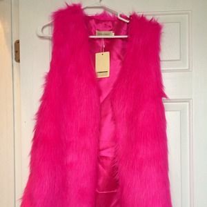 Hot pink fur vest- I also have a taupe and white