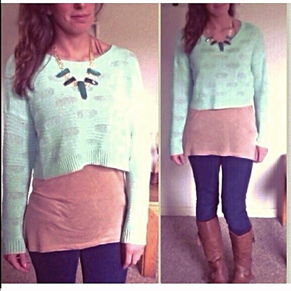 Mint Cropped Sweater - Picture 3 of 3