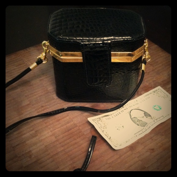 Black and gold box purse