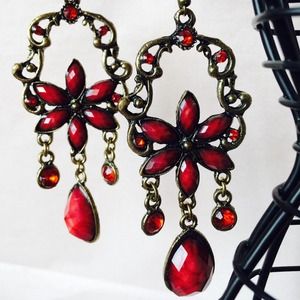 ❤️Red and Gold hanging flower Chandeliers