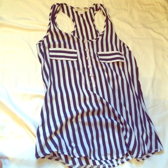 Navy blue and white racer back tank