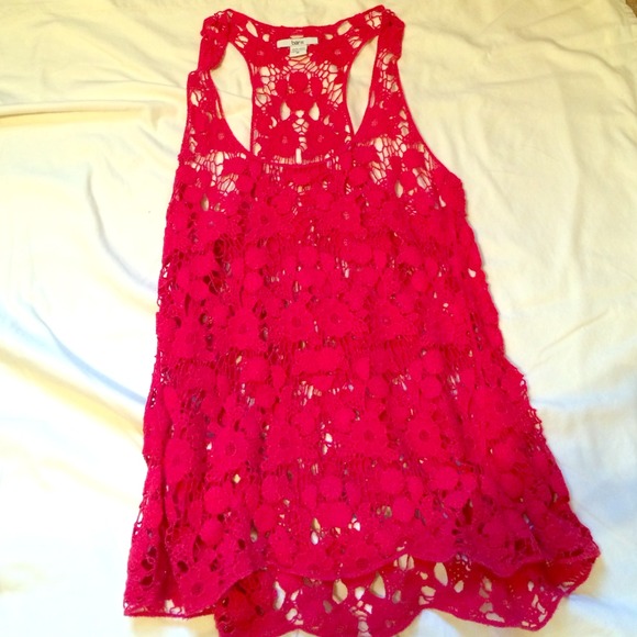 High low racer back magenta crochet tank!