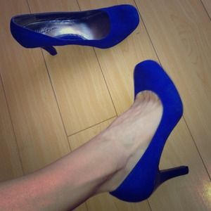 Blue suede heels