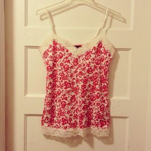 Coral Floral Lace Tank Top