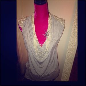 🚫SOLD🚫Pearl detailed cowl neck top