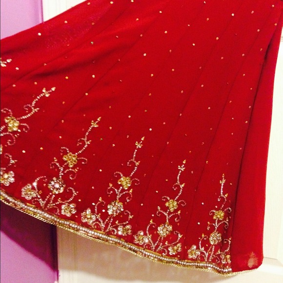 3pice anarkly style dress deep red with beautiful - Picture 2 of 4