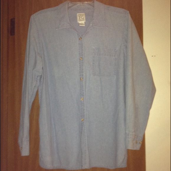 Light blue long sleeve chambray shirt