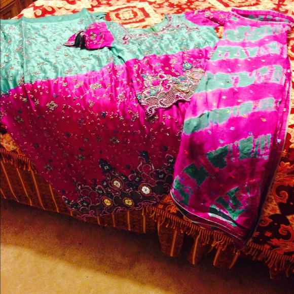 3 pice langa cholly new pink green with work on it - Picture 2 of 4