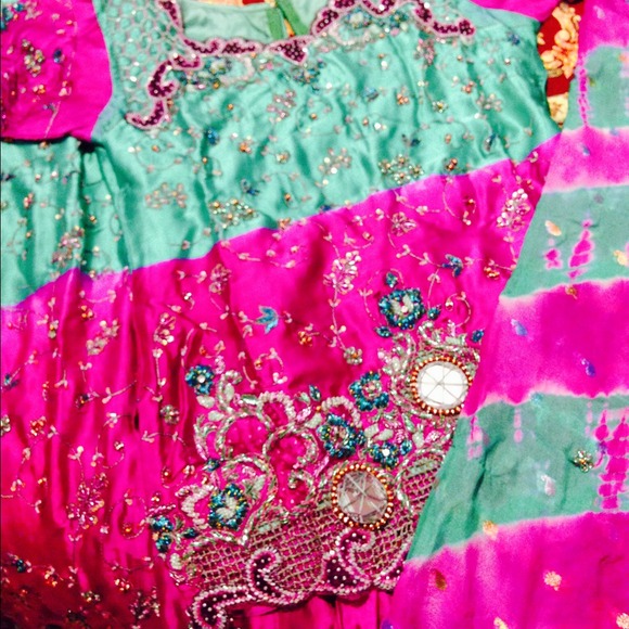 3 pice langa cholly new pink green with work on it - Picture 3 of 4