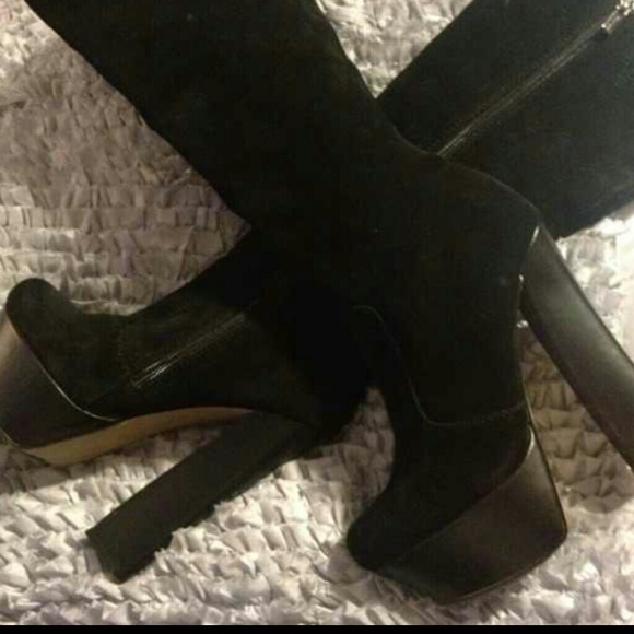 H By Halston Suede Platform Boots