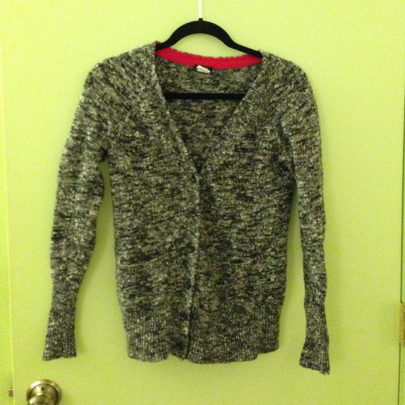 J crew marled black and white sweater
