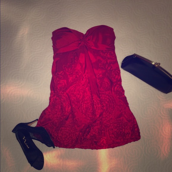 Red strapless bubble dress worn once.