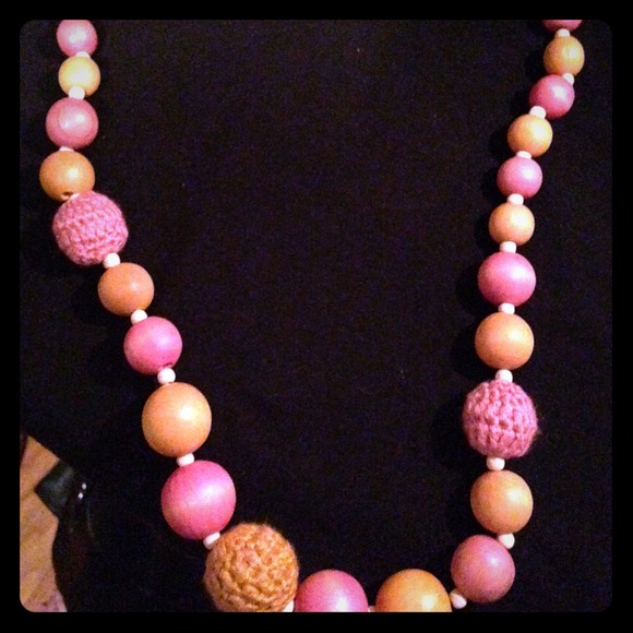 Handmade coral & orange ball necklace