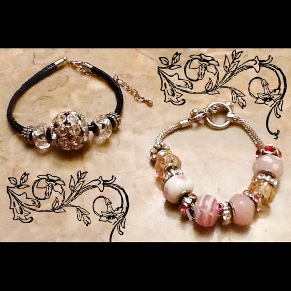 Glass and metal beaded charm bracelets