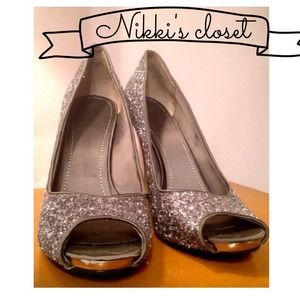 Sparkly silver Nine West heels