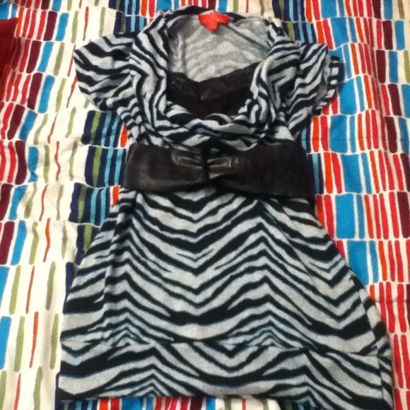 Zebra Belted Mini Dress