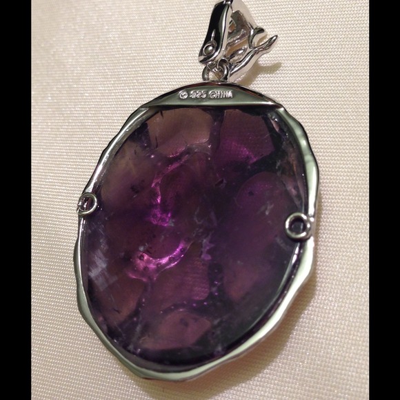 Genuine amethyst pendant in 925 silver & 18K gold - Picture 4 of 4
