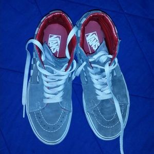 Grey/White/Red Vans