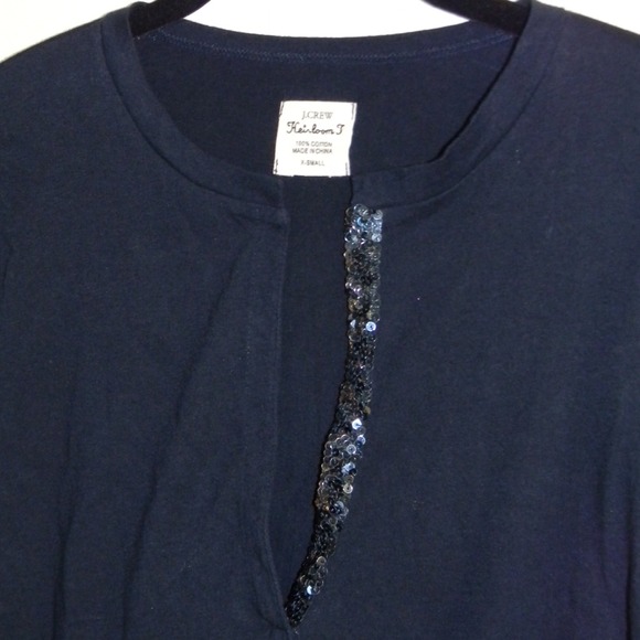 J. CREW Heirloom Cotton Tee w/ Sequin Trim in Navy - Picture 2 of 4