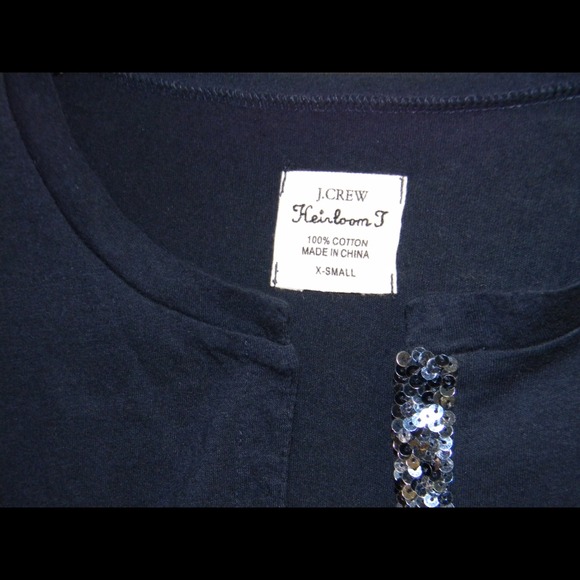 J. CREW Heirloom Cotton Tee w/ Sequin Trim in Navy - Picture 3 of 4