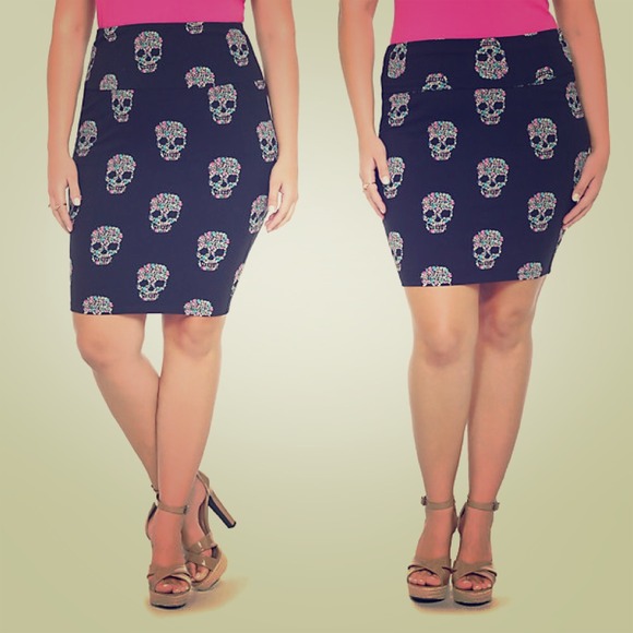 Floral Skull Fold Over Skirt