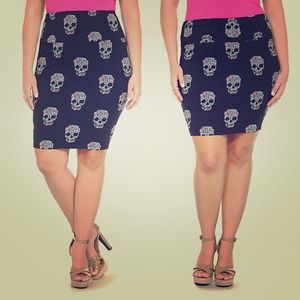 Floral Skull Fold Over Skirt