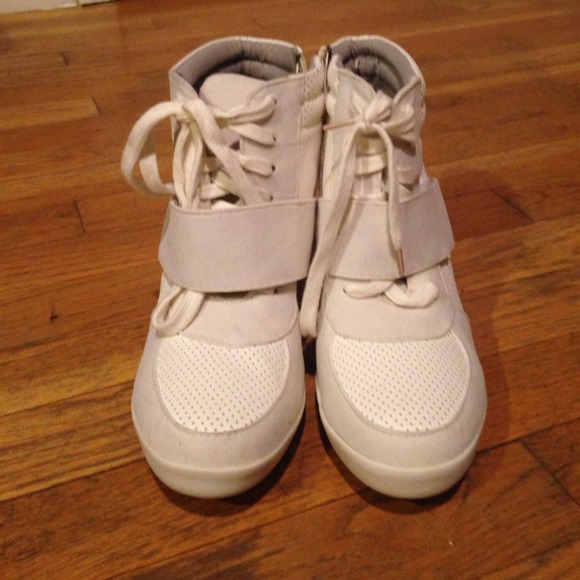 White sneaker wedges