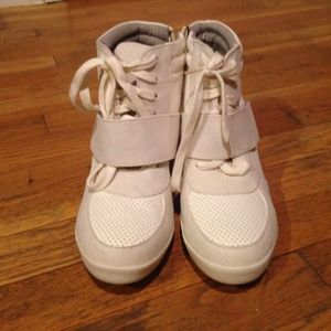 White sneaker wedges