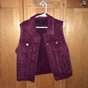 Maroon denim vest