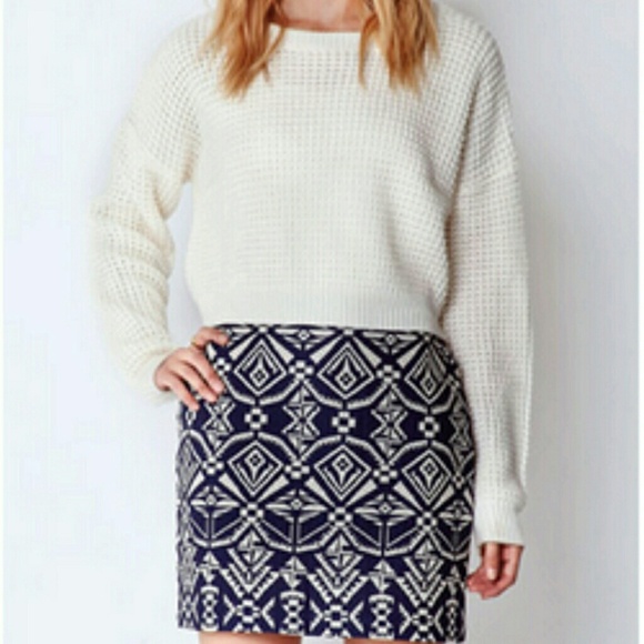 Forever 21 XXI navy blue white aztec tribal skirt - Picture 4 of 4