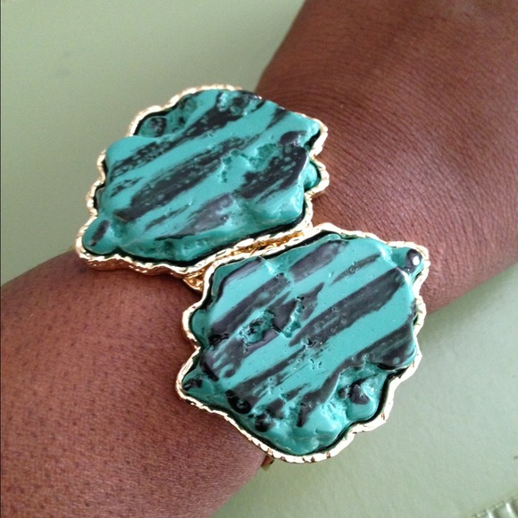 Turquoise Stone Cuff Bracelet By Craig Creations