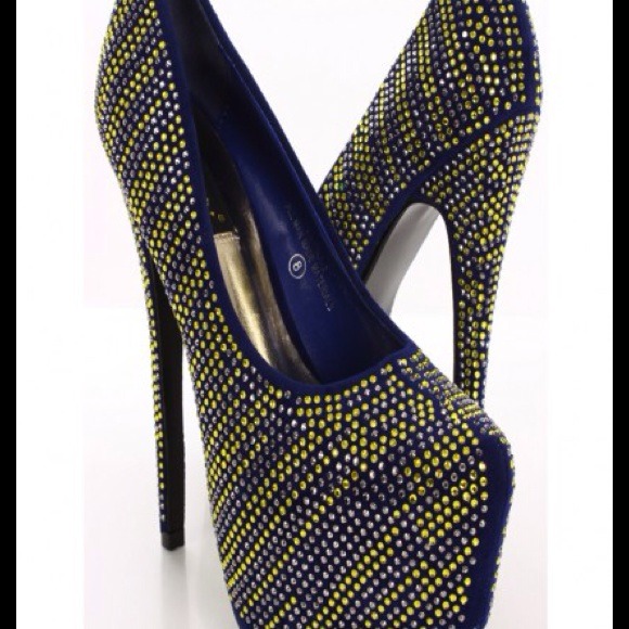 Brand New Royal Blue with Rhinestone Studded Pump
