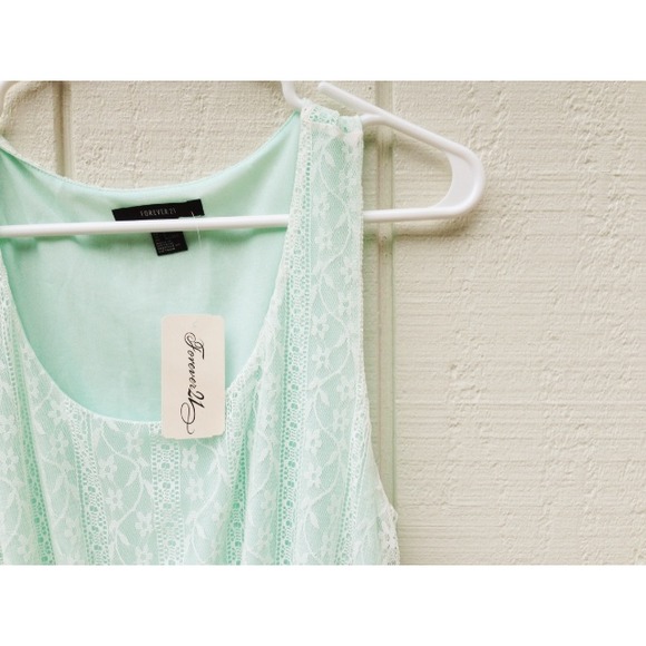 F21 Mint High-Low Lace Dress - Picture 2 of 2