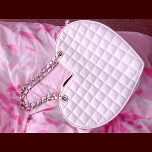 White BeBe heart shaped shoulder bag