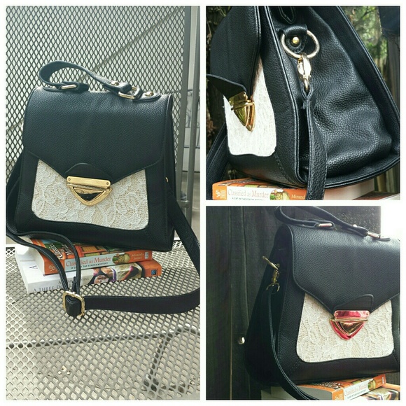 ☆HP☆ NWOT JustFab Leather & Lace Satchel - Picture 4 of 4