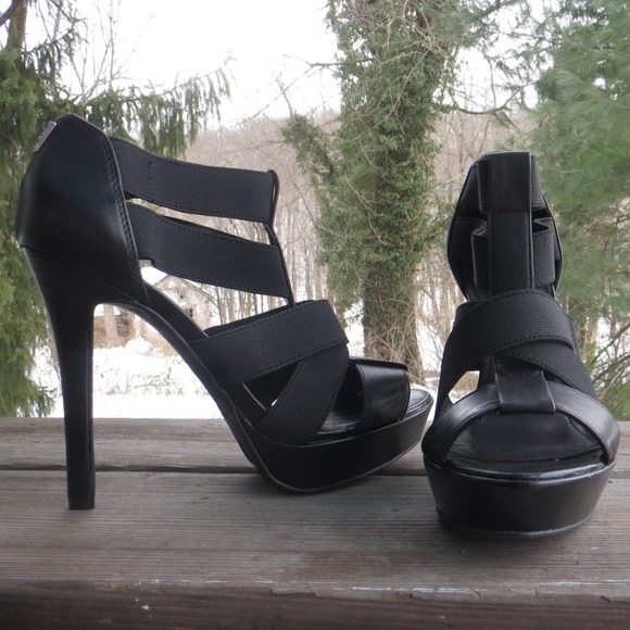 BCBG black platform heels.