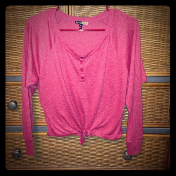 Red front tie long sleeve