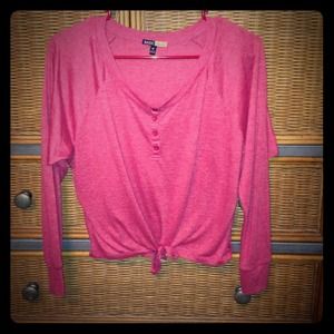 Red front tie long sleeve
