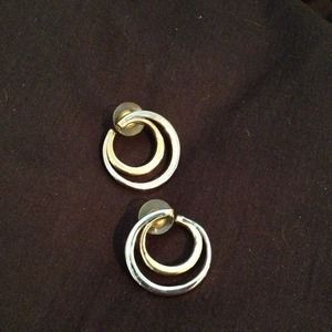 Silver and gold circle earrings..