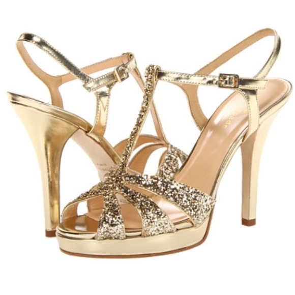 ⬇️ SALE! Kate Spade Rosie heel in glittery gold