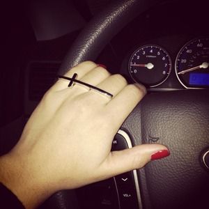 Silver and rose gold big cross rings