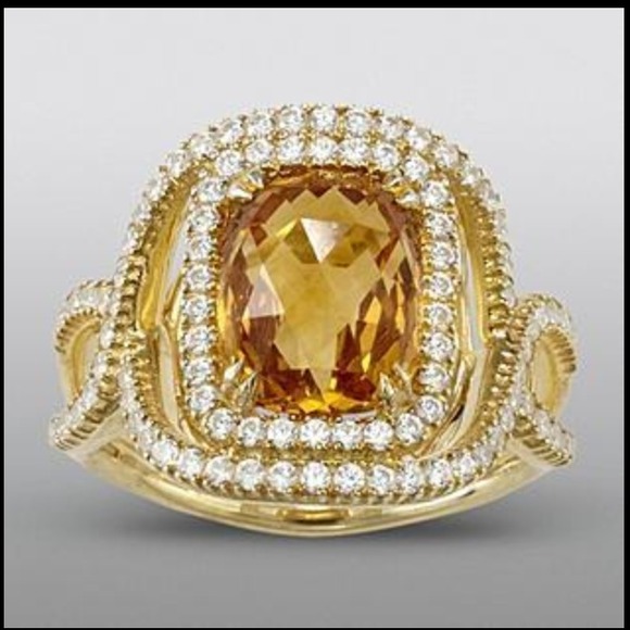 Zeghani Designer 10.79 Carat Yellow Citrine Diamond 14K  Zeghani citrine ring