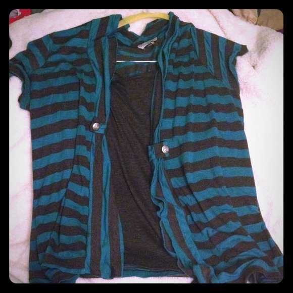 Grey and turquoise attached top