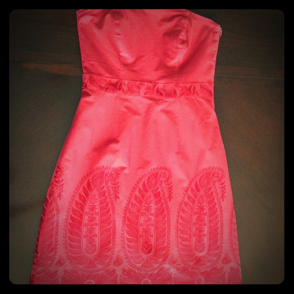 Ann Taylor burgundy strapless dress