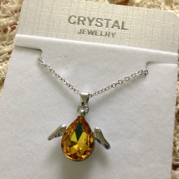 Necklace - yellow angel crystal