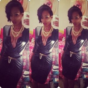 Sexy Black (Low V Neck) Leather Dress