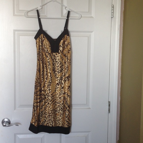 Shelly Gold Metallic Leopard Cocktail Dress