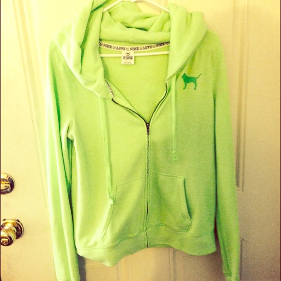Victoria Secret Pink Lime Green Hoodie